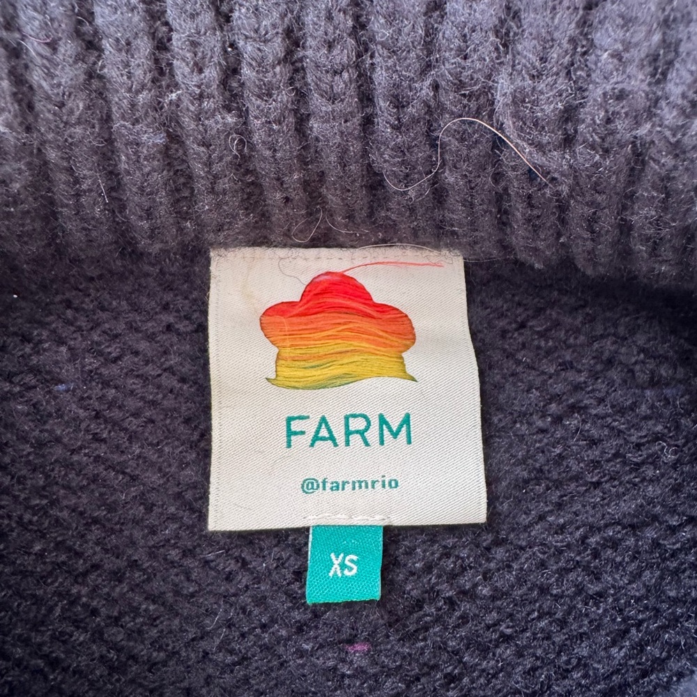 FARM Rio Black Cropped Turtleneck Sweater with Multicolor Pom Dots - Picture 5 of 8